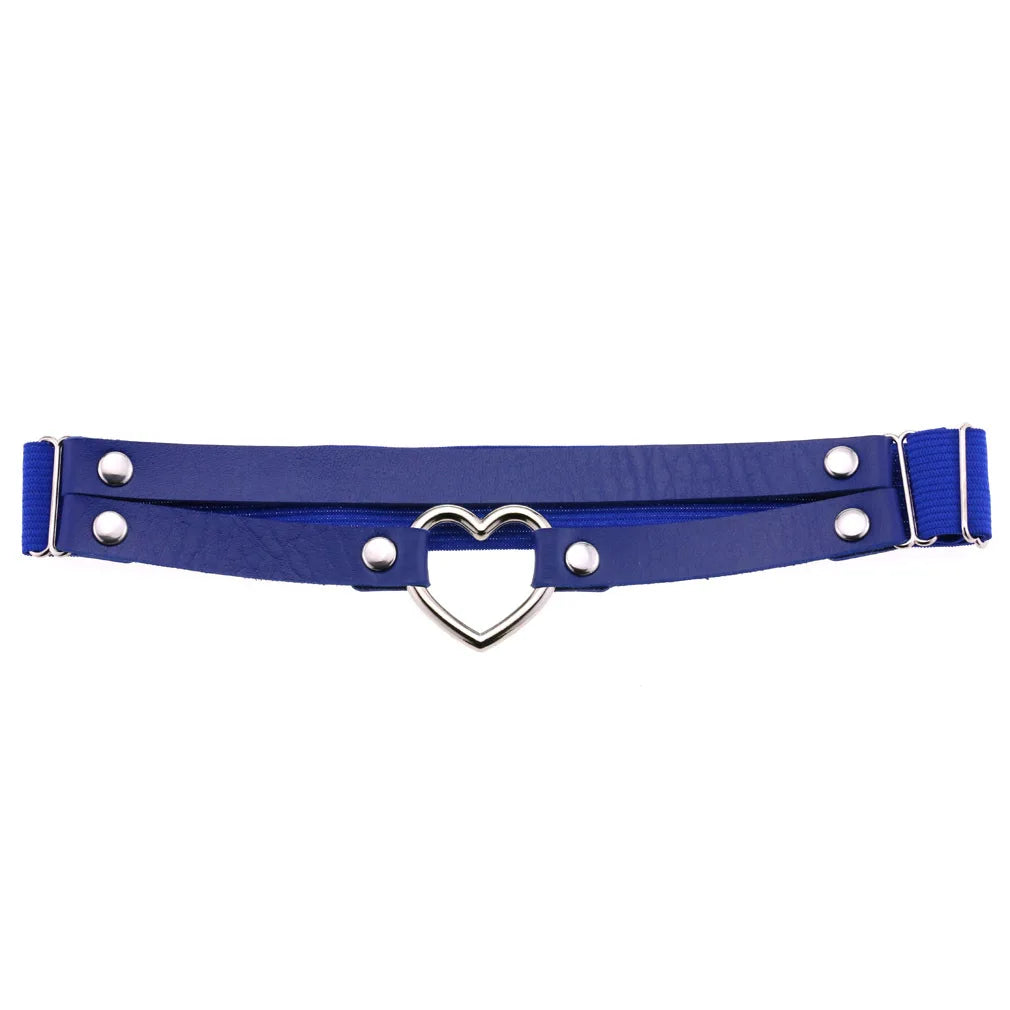 Heart Leg Garter Elastic Belt Rock Leather Leg Harness  For Women Girls Black Thigh Garter Festival Rave Accessories Adjustable