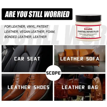 60ml Leather Restoring Paste Natural Leather Filler Repair Compound Leather Restoration Cream For Tears Crack Burns Holes Filler