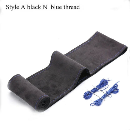 DIY Leather Steering Wheel Covers Soft Fiber Universal Braid Car Steering-Wheel With Needles and Thread Interior Accessories