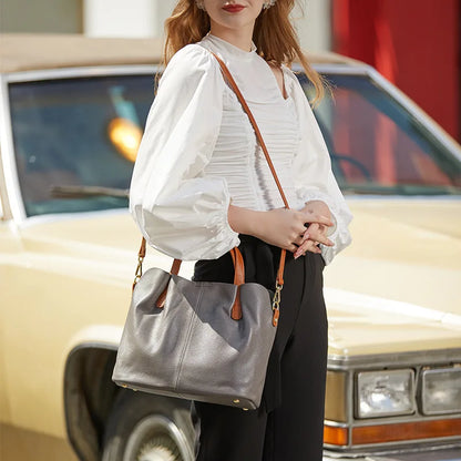 Women's Bag 100% Genuine Leather Luxury Designer Shoulder Bag Soft Cowhide Handbags Large Capacity Crossbody Bags for Women