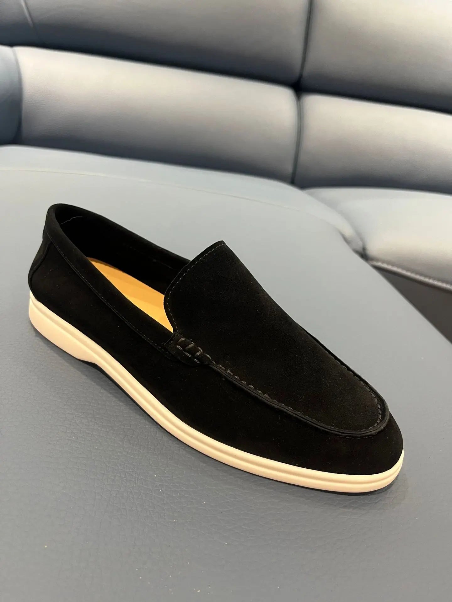 Genuine Leather Men's Slip-On Loafers Cow Suede Casual shoes Lightweight Daily Wear Outdoor Flat Shoes Comfortable Autumn