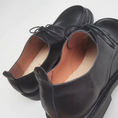 Genuine Leather Wide Toe Men's Women's British Style Lace-up Shoes Business Casual Work Shoes Cowhide