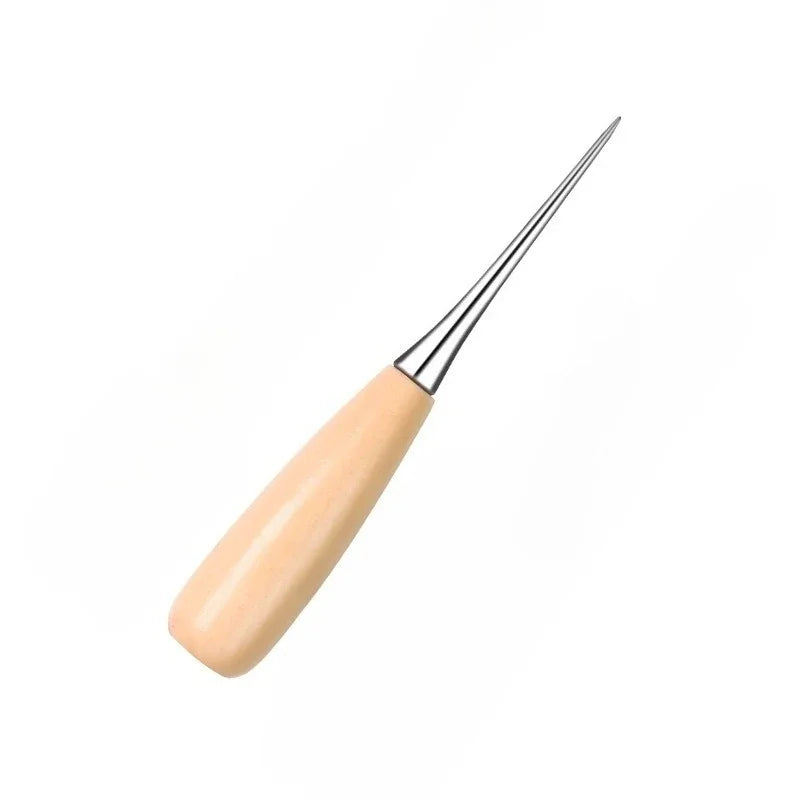 Leather Awl with Wooden Handle - DIY Shoemaking Punching Tool with Protective Sheath for Leather Repair (Piercing Tool)