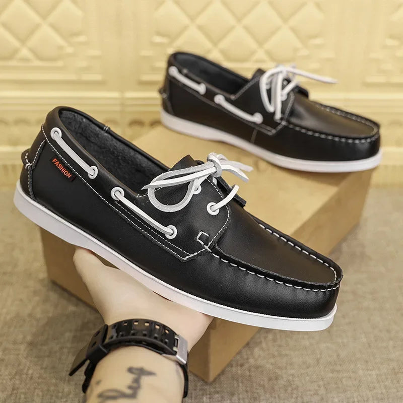 New Genuine Leather Loafers Men Moccasin Sneakers Driving Shoes Causal Men Shoes Women Footwear Docksides Classic Boat Shoes