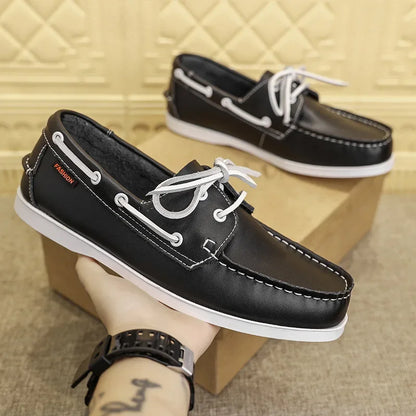 New Genuine Leather Loafers Men Moccasin Sneakers Driving Shoes Causal Men Shoes Women Footwear Docksides Classic Boat Shoes