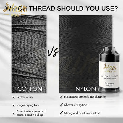 Hair Want 1500 Yards Bonded Nylon Sewing Thread Leather Upholstery Weaving Hair Thread for Hair Beauty Salon Weft Extensions