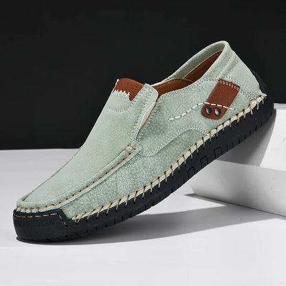 Handmade Leather Men Shoes Casual Comfortable Slip on Loafers Men Leather Shoes Flats Walking Shoes