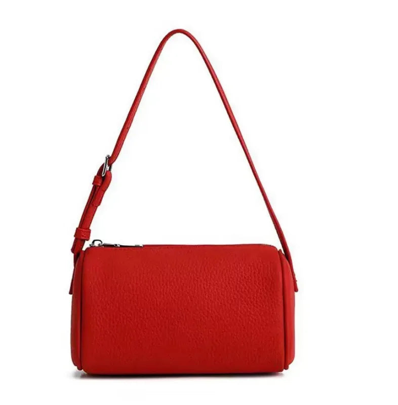 Real Leather Handbag for Women,Soft Leather Tubular Type,Shoulder Crossbody Bag,New Summer Travel Purse,Lady Everyday Phone Bags
