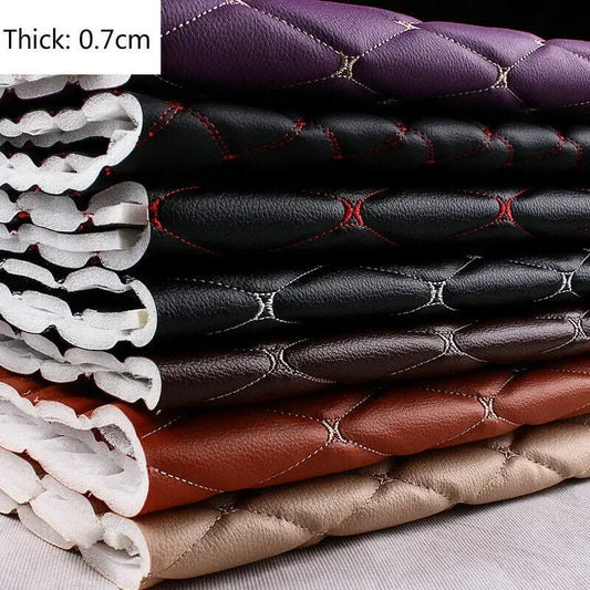 100x158cm Faux Leather Fabric Foam Quilted Padded for Car Interior Seat Cover Sofa Cushion Wear Resistant DIY