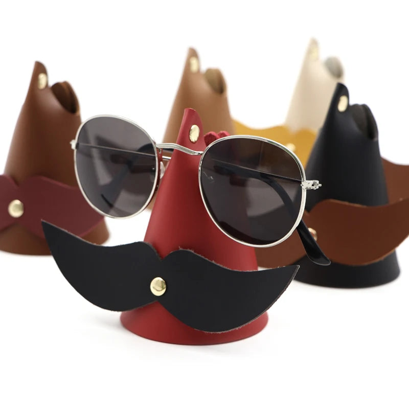 Personalized eyeglasses holder leather simple ins eyeglasses clip leather ornament set bearded eyeglasses accessories