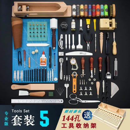 [Professional Edition] Handmade Leather Goods DIY Tool Set Hand Sewn Leather Art Leather Tools Homemade Wallet Bag Production
