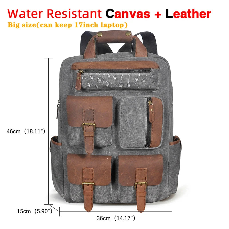 Men Original Leather Fashion Travel University College School Book Bag Designer Male Backpack Daypack Student Laptop Bag 1170