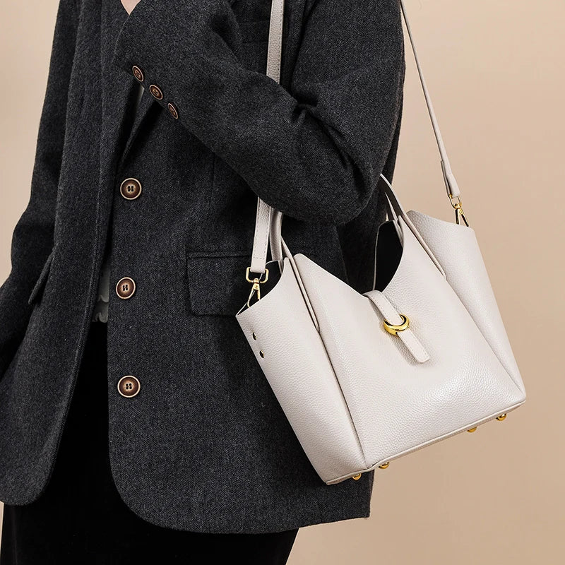 100% Genuine Cow Leather Handbag Women Fashion Elegant Crossbody Bags for Ladies Small Hand Bag Cowhide Shoulder Bags Designer