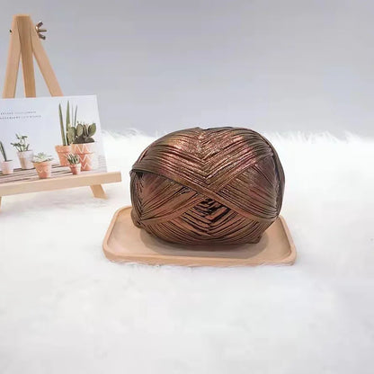 200g  Advanced customized metal texture strip thread handmade DIY woven bag material luminous bright leather material