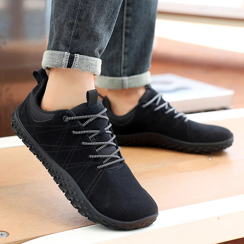 Suede Leather Shoes PU Fabric Wide Toe Shoe Anti Slip Hiking Shoe Workwear Men's Sports Shoes Women's Outdoor Walking Shoes