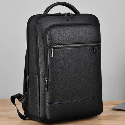 Men's Business Trip Backpack High Quality PU Leather Laptop Bag Men Commute Large Capacity Executive Office Travel Backpacks