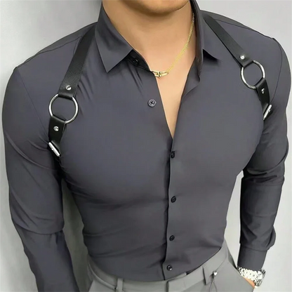 PU Leather Vest Strap Braces Suspender Men Harness Punk Chest Shoulder Belt Strap Strap Men's Belt Body Accessories