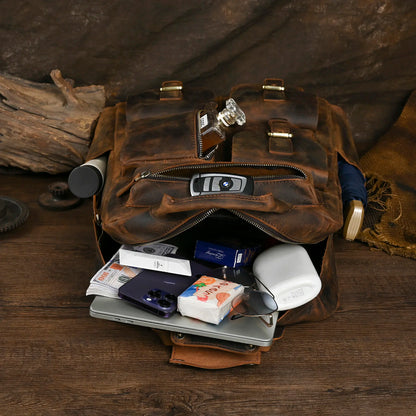 Men Original Leather Fashion Travel University College School Book Bag Designer Male Backpack Daypack Student Laptop Bag 1170