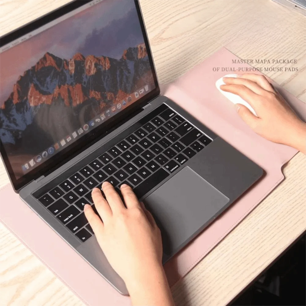 PU Leather 14 Inch Laptop Sleeve Bag Waterproof Adjustable Laptop Sleeve Case Ultra-thin Stain-resistant Laptop Stand Office
