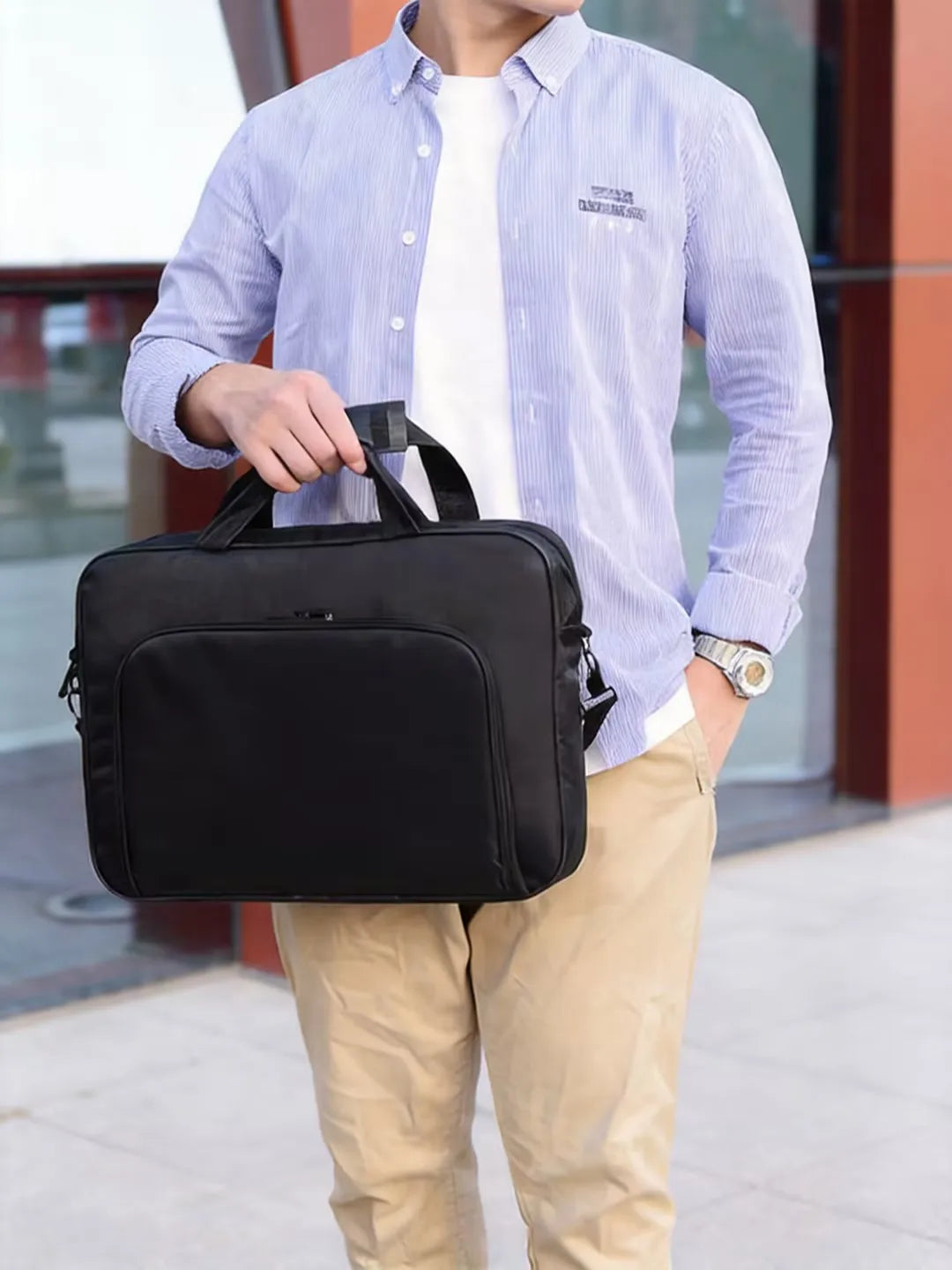 15Inch 17 In Laptop Bag Business Portable Nylon Computer Handbags Laptop Shoulder Handbag Zipper Shoulder Simple Style
