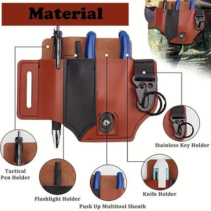Tactical Multi Tool Belt Leather Bag Portable Tool Storage Bag Holster Outdoor Camping Hunting Waist PU Leather Pocket