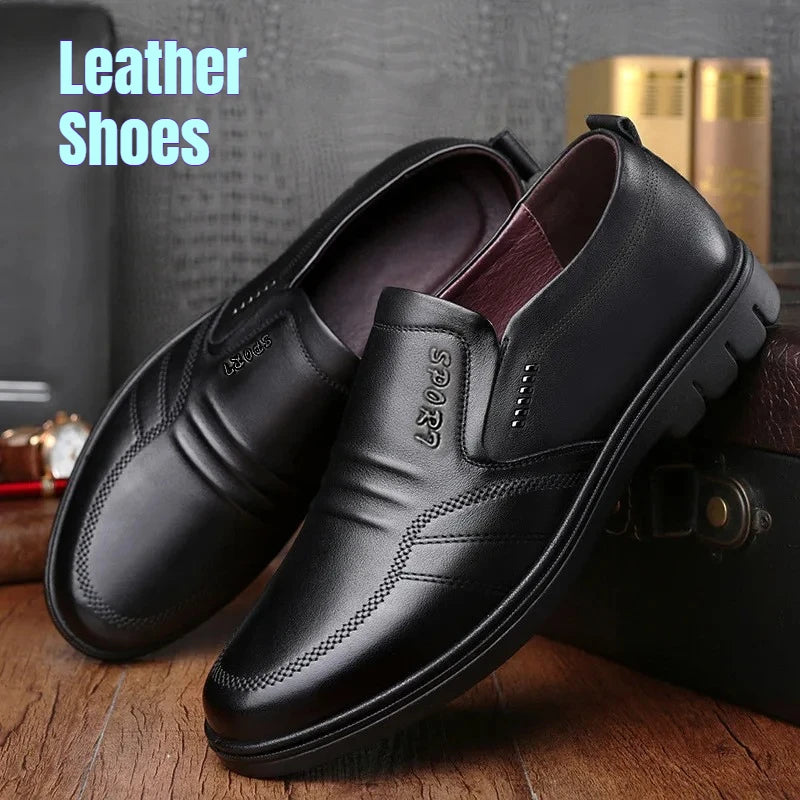 New Business Men Leather Shoes British Style Casual Men Sneakers Soft Breathable Comfortable Non-slip Walking Footwear for Male