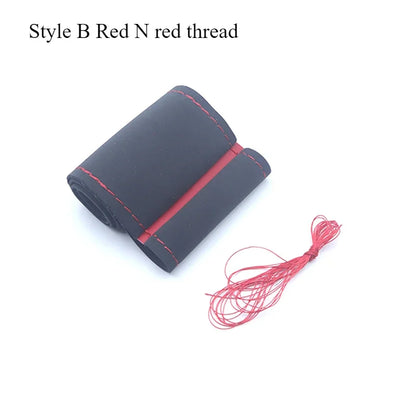 DIY Leather Steering Wheel Covers Soft Fiber Universal Braid Car Steering-Wheel With Needles and Thread Interior Accessories