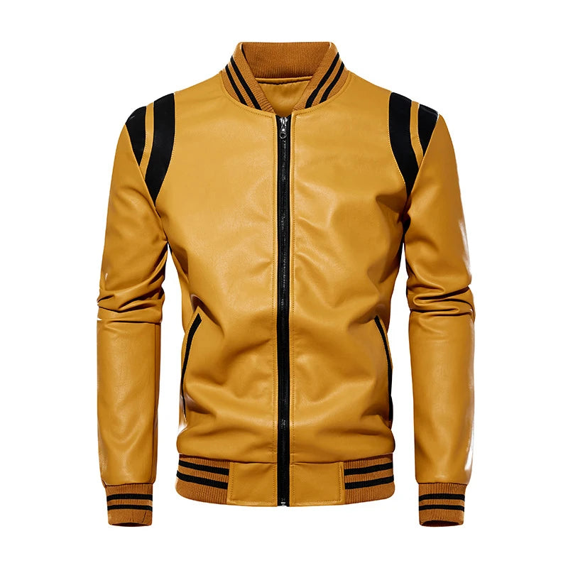 Autumn Winter Men's PU Leather Jackets Fashion Man Motorcycle Coats Male Patchwork Streetwear Zipper Leather Jackets Clothing