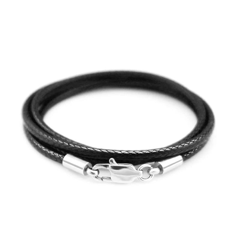 Braided Leather Cord for DIY Lanyard Pendant Necklace Making String Rope Thread Jewelry Making Stainless Steel Lobster Clasp