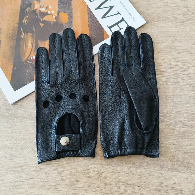 Men's Deer Skin Gloves Thin Lineless Outdoor Sunscreen Cycling Driving Leather Gloves