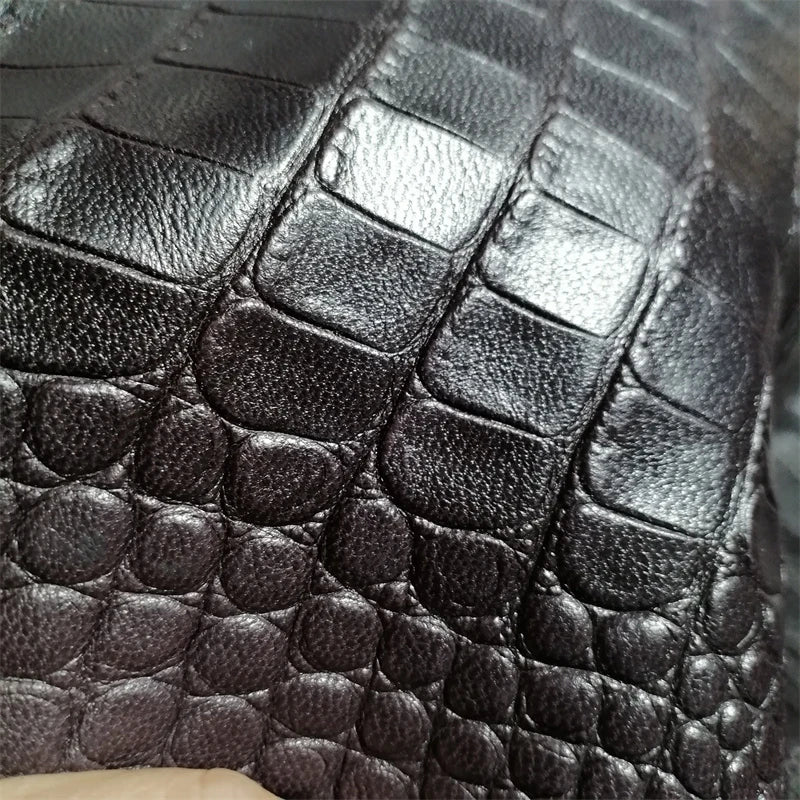 0.8mm Red-brown Crocodile Sheepskin.Top-grain Leather. Genuine Leather Fabric.Handmade DIY for Motorcycle Suits.Whole Sheepskin