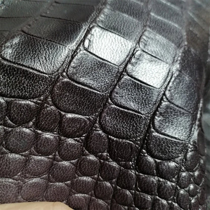 0.8mm Red-brown Crocodile Sheepskin.Top-grain Leather. Genuine Leather Fabric.Handmade DIY for Motorcycle Suits.Whole Sheepskin