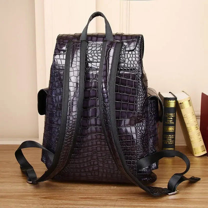 2026 New Luxury Brand Real Genuine Leather Men Alligator Backpacks Student Backpack Boy Luxury 15.6 Inch Computer Laptop Bag