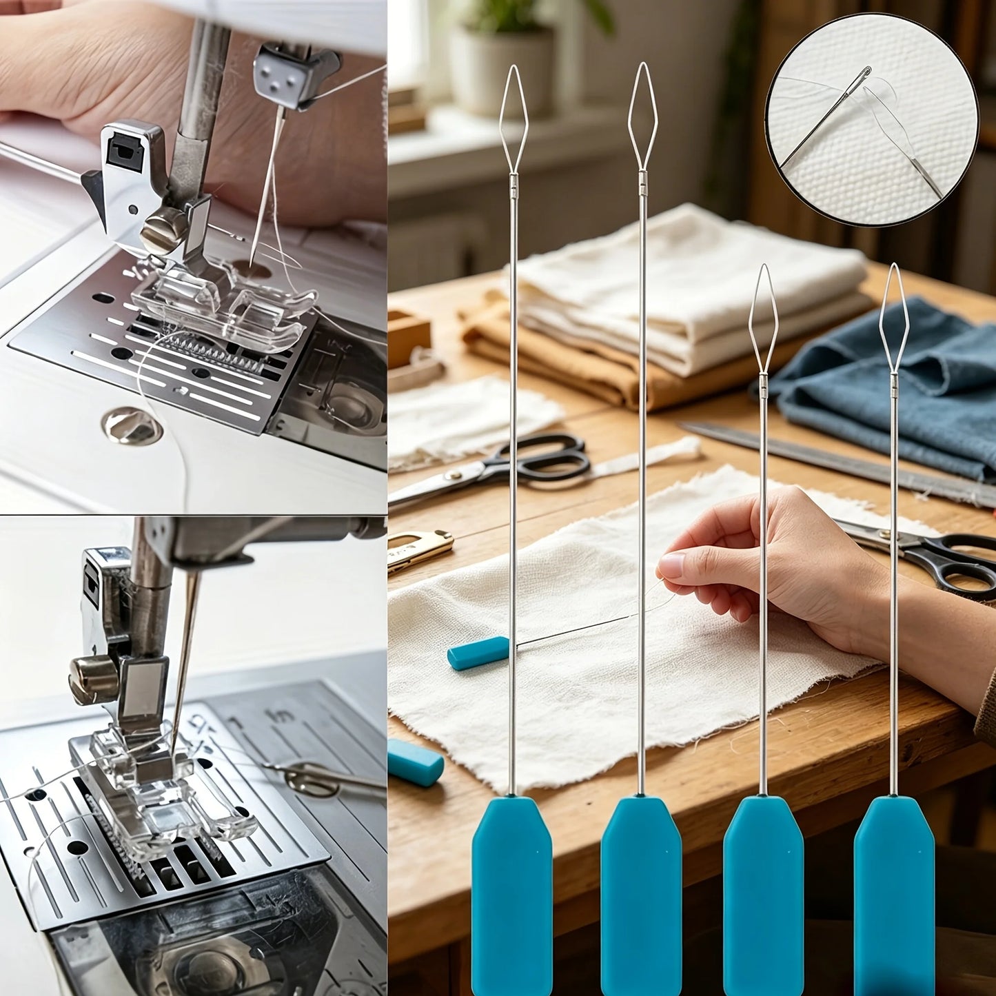 Sewing Machine Threader Kit, Made of Stainless Steel, with High Precision and Efficiency for Threading.