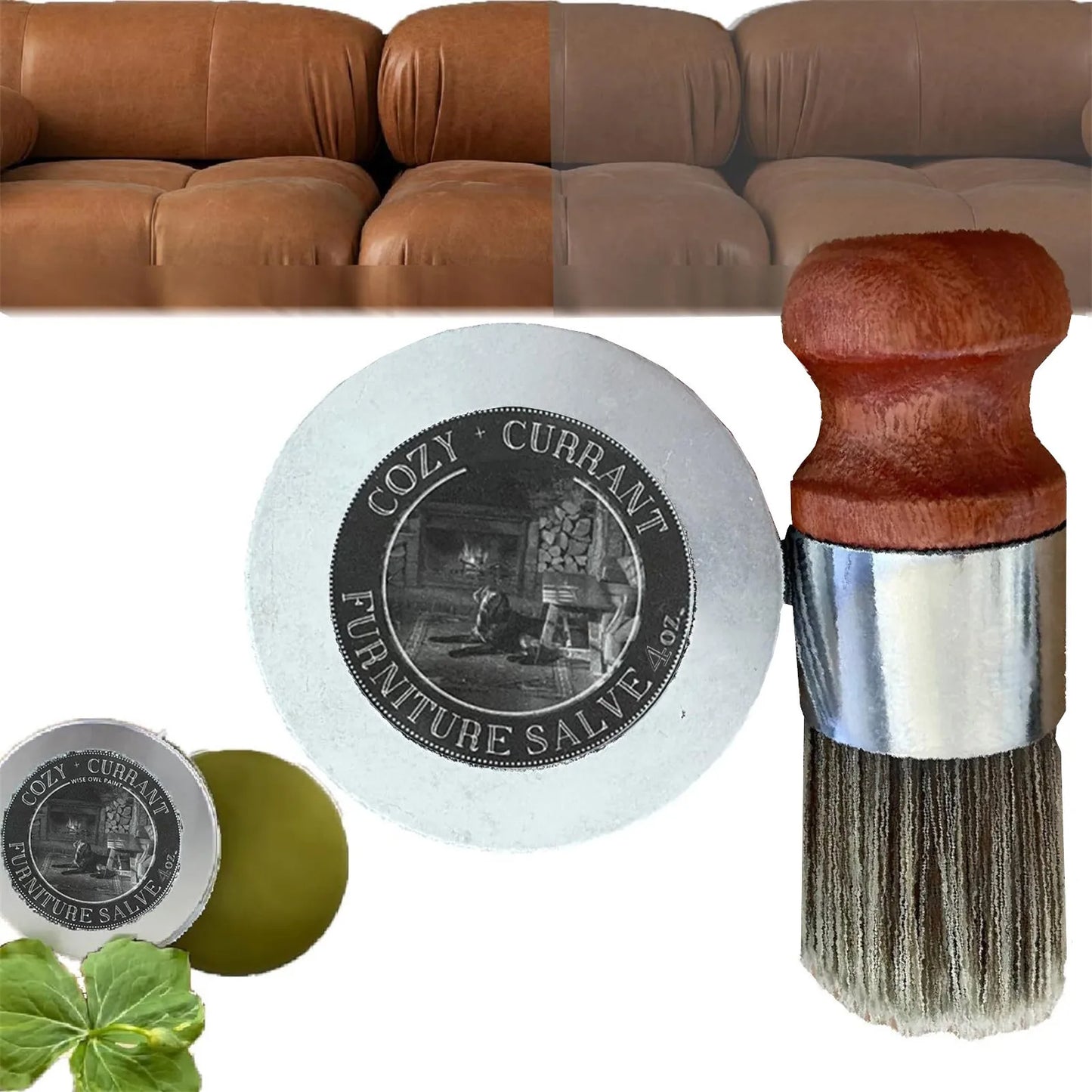 Furniture Salve for Leather Conditioner Kit for Furniture and Brush Paint Furniture Salve Leather Care Leather Salve and Brush