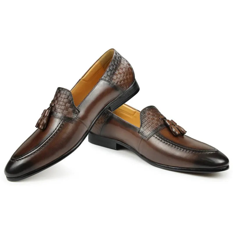 Genuine Leather Men's Shoes Business Formal Pointed Toe Slip-Ons Loafers Shoes British Style Casual Breathable Men Leather Shoes