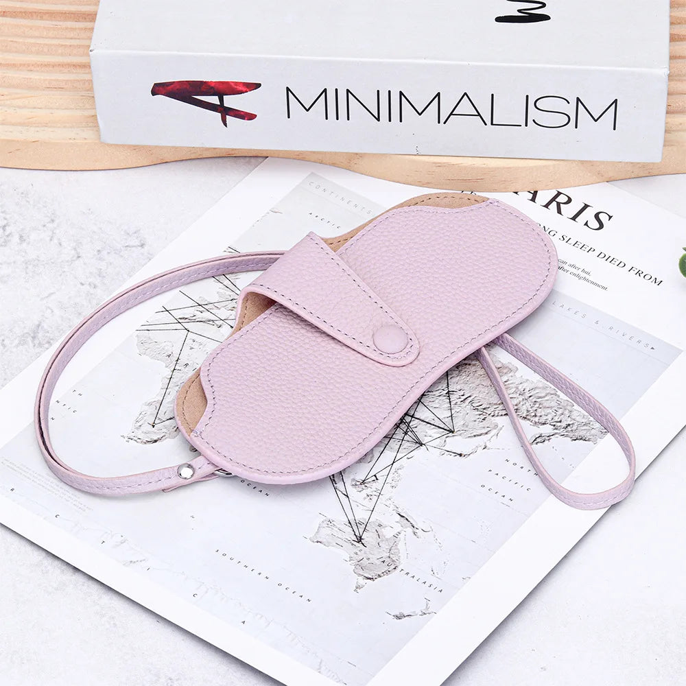 Leather Sunglass Case, Glasses Cases Holder, Portable Soft Leather Sunglasses Bag, Slim Eyeglasses Pouch Men Women with Lanyard