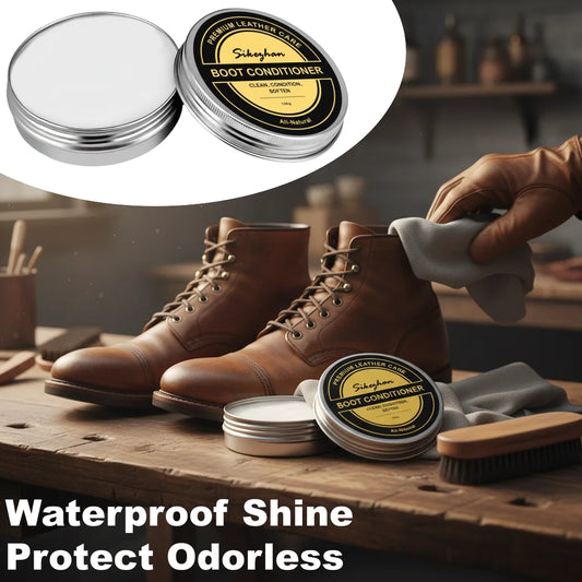 Leather Boot Care Cream Leather Conditioner for Work Boots and Fashion Boots Shoe Polish Balm Clear Odorless Non Greasy