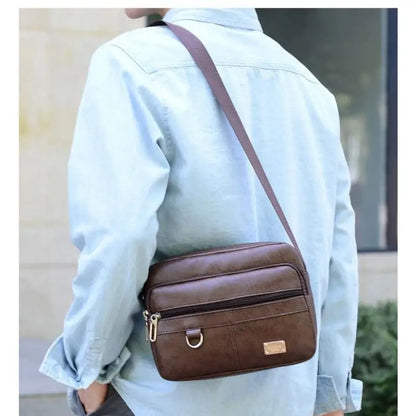 Leather Men's Sling Bag Messenger Shoulder Crossbody Bags Large Capacity Handbags Multifunctional Work Bag
