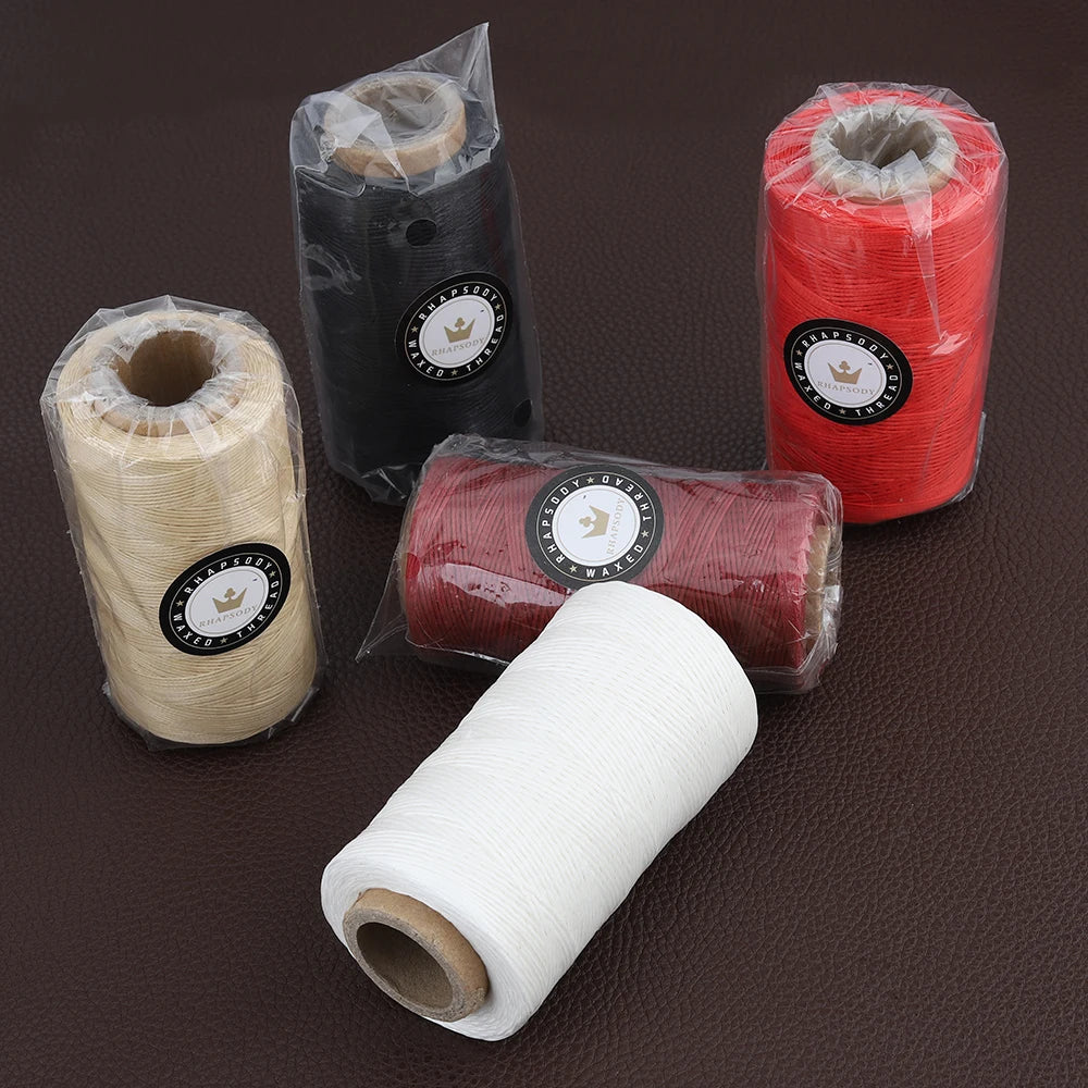 150D 0.8MM Flat Waxed Sewing Thread 260Meters Waxed Thread For Leather Waxed Cord For Leather Craft Hand Stitching Thread