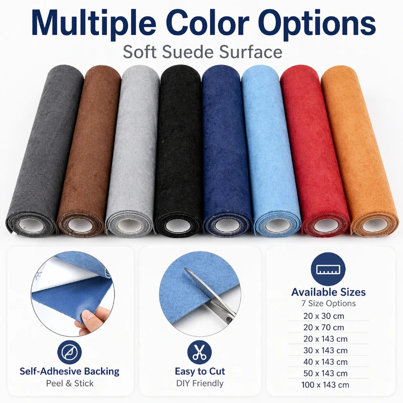 20*30-100*143cm Synthetic Leather Self-adhesive Fabric Car Interior Suede Adhesive Fabrics Door Velvet Decor Cloth DIY Accessory
