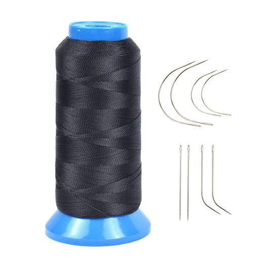 Sewing Thread with 8 Pcs Needles 210D High Strength Polyester Thread for Sewing Wig, Leather, Weaving Hair ,Hand DIY Sewing