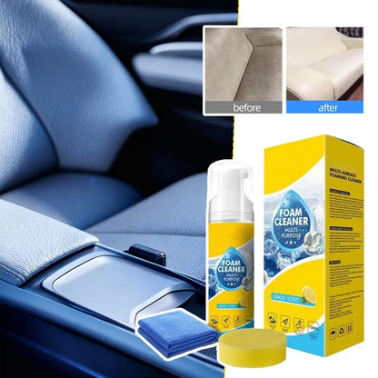 Leather Upholstery Care Foam Cleaner Water Free Quick Clean Liquid With Matching Sponge Cloth Vehicle Interior Maintenance Gear