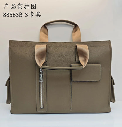 Genuine Messenger Bag Men Leather Handbag Large Capacity Business Commuter Handheld Cowhide Laptop Document Bag Men's Briefcase
