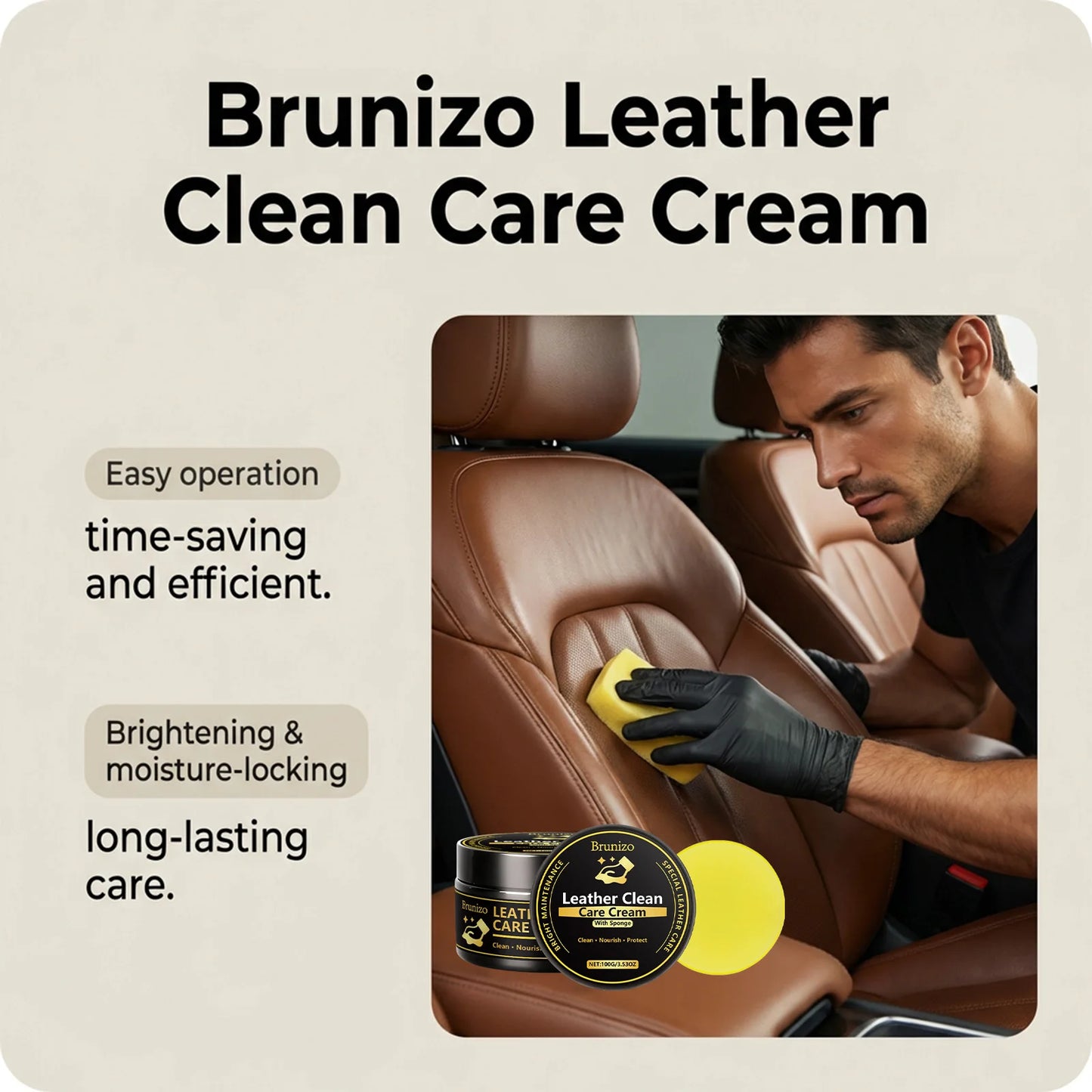 Premium Leather Cleaning Cream Car Interior Care Balm Professional Leather Restorer Universal Sofa Cleaner Waterproof Protection