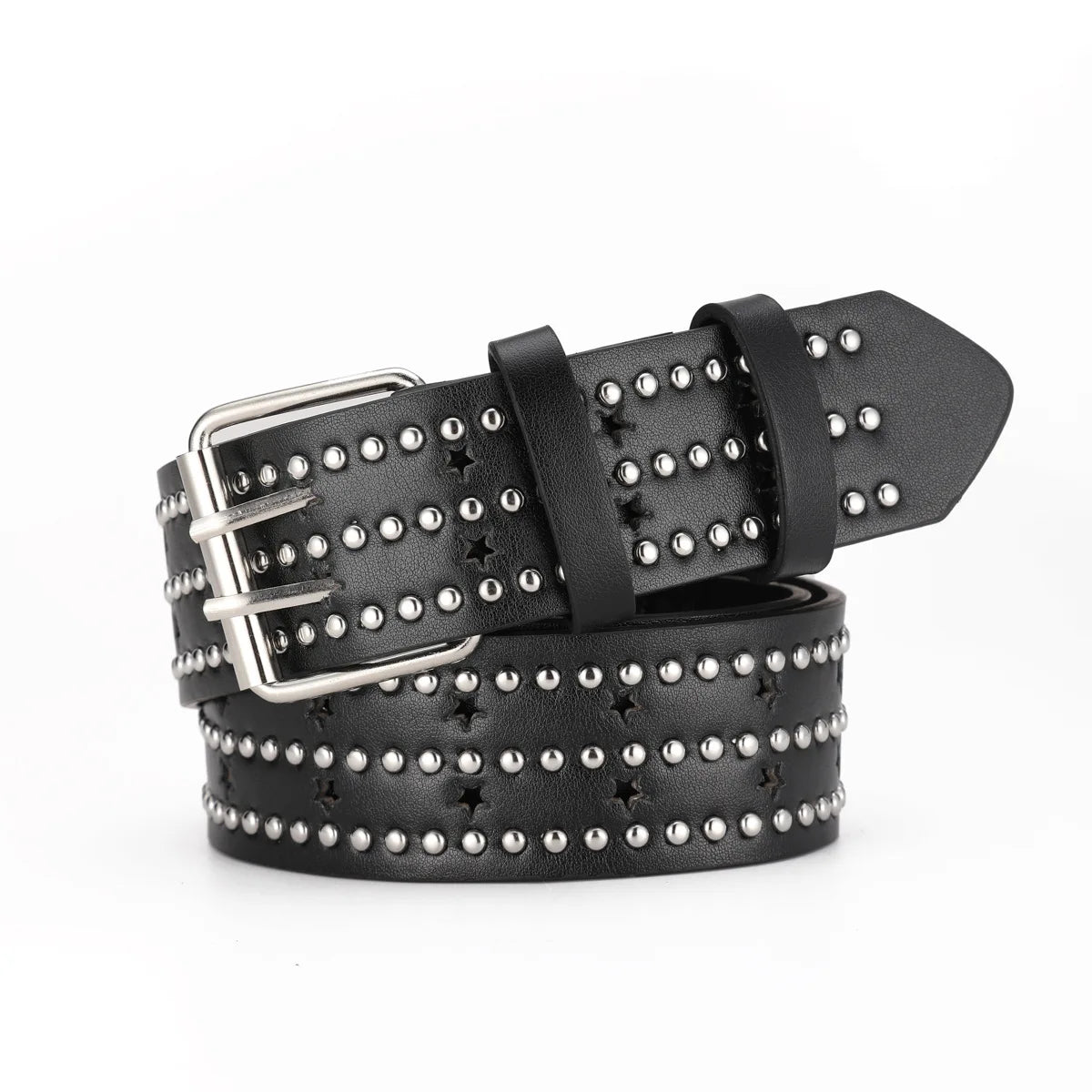 Men's and Women's Belt Elegant Genuine Leather Belt Punk Style Jeans Dress Waist Accessory
