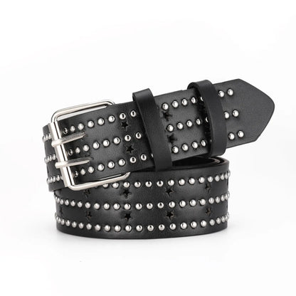 Men's and Women's Belt Elegant Genuine Leather Belt Punk Style Jeans Dress Waist Accessory