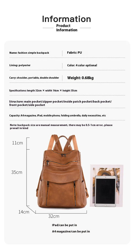 New Arrival Leather Laptop PU Backpack for Women Men  Backpack Fashion Travel Backpack Purse for Travel College Work