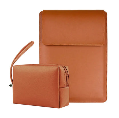 Custom Name Leather 14 Inch Laptop Bag Set Large Capacity Mouse USB Storage Bag Business Computer Stand Waterproof Briefcase