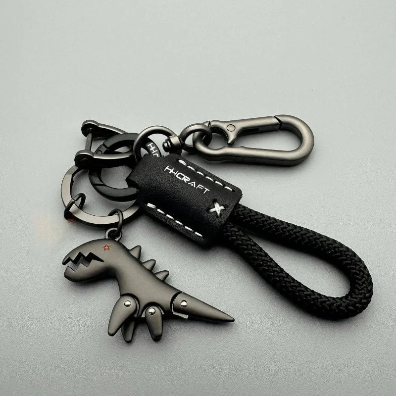 Motorcycle Decoration Accessories and Car Keychain Single Leather Woven Rope Metal Keychain Handbag Pendant Small Gift